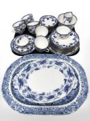 Thirty nine pieces of Aynsley blue and white tea china,