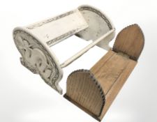 An oriental style painted book trough, carved with dragons, width 34 cm,