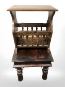 A sheesham wood lamp table and magazine stand