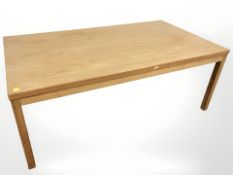 A 20th century Danish teak rectangular coffee table, 137 cm x 76 cm x 52 cm.
