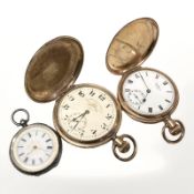 A Waltham gold-plated full hunter pocket watch, inscription to inner dust cover,