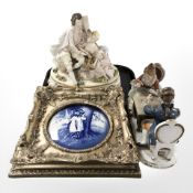 A continental ceramic figural lamp base,