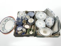 A quantity of blue and white transfer printed dinnerwares, a further part dinner service,