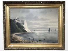 H P Engmann : Cliffs at sunset, oil on canvas, 86 cm x 64 cm.