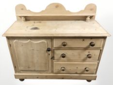 A Victorian pine dresser base, 123 cm x 51 cm x 110 cm.