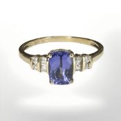 A 14ct gold tanzanite and diamond ring, size Q CONDITION REPORT: 2.