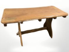A rustic refectory dining table, 153 cm x 82 cm x 77 cm.