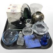 A group of studio glass including two boxed Rosendahl tea light holders designed by Lin Utzon,