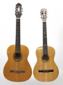 A Dulcet acoustic guitar and similar Encore guitar.