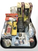 A group of ships in bottles, die cast cars including Corgi classics, Solido,