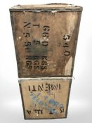 Two vintage tea crates,