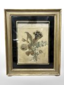 A 19th century silk embroidery in gilt frame, overall 57 cm x 46 cm.