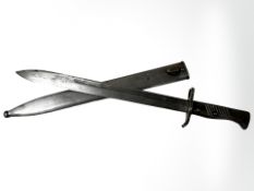 A German WWI Ersatz all-steel butcher bayonet, blade 36cm,