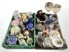 A group of collector's teapots, Ringtons chintz teapot, glass wares,