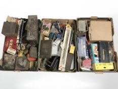 A large quantity of hand tools, hardware, antique tins,