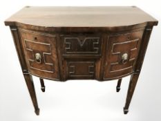 A George III mahogany bow front sideboard, 92 cm x 50 cm x 92 cm.