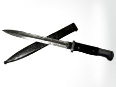 A German M1884/98 Mauser knife bayonet, with 25cm sawback blade stamped Erfurt under crown,