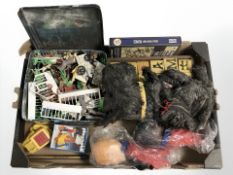 A group of children's toys including Farnell, Alpha, terrier soft toy, wooden alphabet blocks,