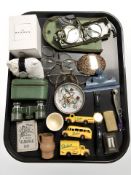 A group of collectables including compass, Oxford die cast vehicles, Bosun's whistle, Zippo lighter,