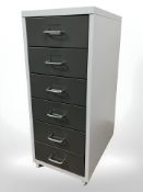 An enamelled six drawer index chest,