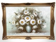 Contemporary School : Still life of flowers in a vase, oil on canvas, 60 cm x 90 cm.