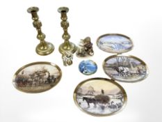 A Royal Crown Derby Song Thrush paperweight (beak chipped), a Goebel figure of a boy,