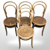 Four early 20th century bentwood dining chairs