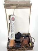 A quantity of photographic equipment, various cameras, Konica, Brownie etc,