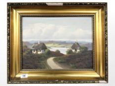 Danish School : Path through moorland, oil on canvas, 39 cm x 29 cm.