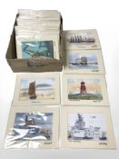 A quantity of unframed prints after Derek Talbot, all depicting shipping scenes, battleships,