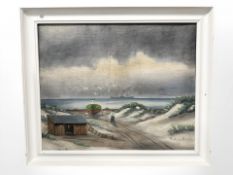 William Nielsen : Figure by sand dunes, oil on canvas, 72 cm x 59 cm.