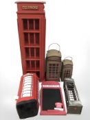 A CD storage tower in the form of a telephone box, height 84 cm,