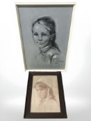 Two 20th century portrait prints depicting girls,