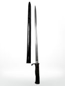 A German S1898 Mauser sword bayonet, the 52cm pipeback blade with 1902 inspection stamp,