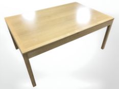 A contemporary Danish blond oak rectangular coffee table,