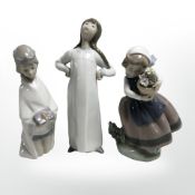 A Lladro figure of a girl with a flower pot, No.