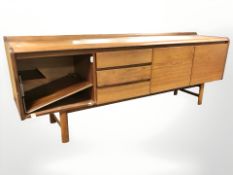 A White & Newton teak low sideboard, 208 cm x 46 cm x 75 cm.