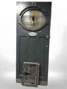 A painted front door with stained and leaded glass inset window, 85 cm x 206 cm,