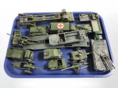 A group of 20th century diecast scale military vehicles, including Mattel, Dinky, etc.