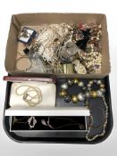 A quantity of costume jewellery, simulated pearls, bangles,