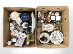 A quantity of contemporary ceramics, figures, Quartz mantel time piece,