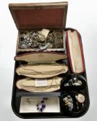 A tray of contemporary jewellery boxes and their contents comprising simulated pearls, necklaces,