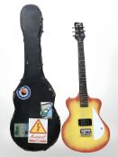 A CB Sky electric guitar in case