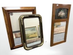 Three 19th century continental mirrors, largest 66 cm x 89 cm.