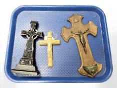 An Irish bog oak cross, height 23.