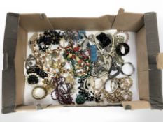 A collection of modern costume jewellery, simulated pearls, bangles,