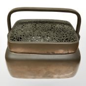 An Oriental bronze pierced pot pourri basket,