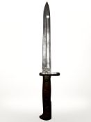 A German WWI M1871/84 knife bayonet, 25cm blade, with wood grips, manufactured by V C Schilling,