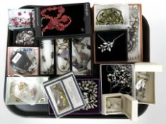 A tray of mixed modern costume jewellery, bead necklaces, earrings, bracelets, etc.