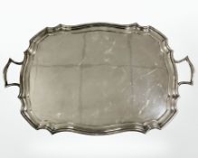 A large EPNS twin handled serving tray, width 70 cm.